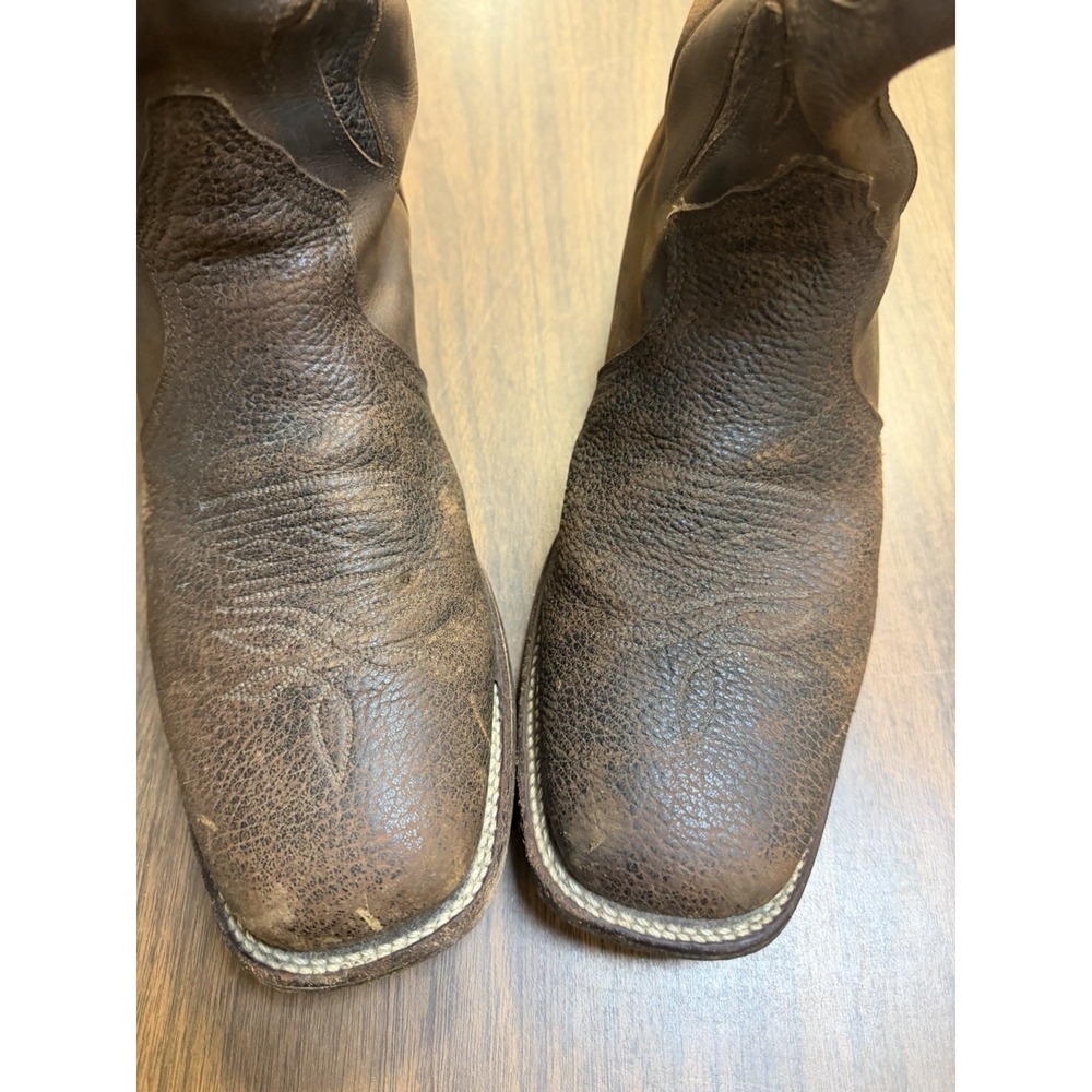 Vintage Boulet Men's Brown Leather Square Toe Western Boots Size US 11.5 E - Picture 2 of 10